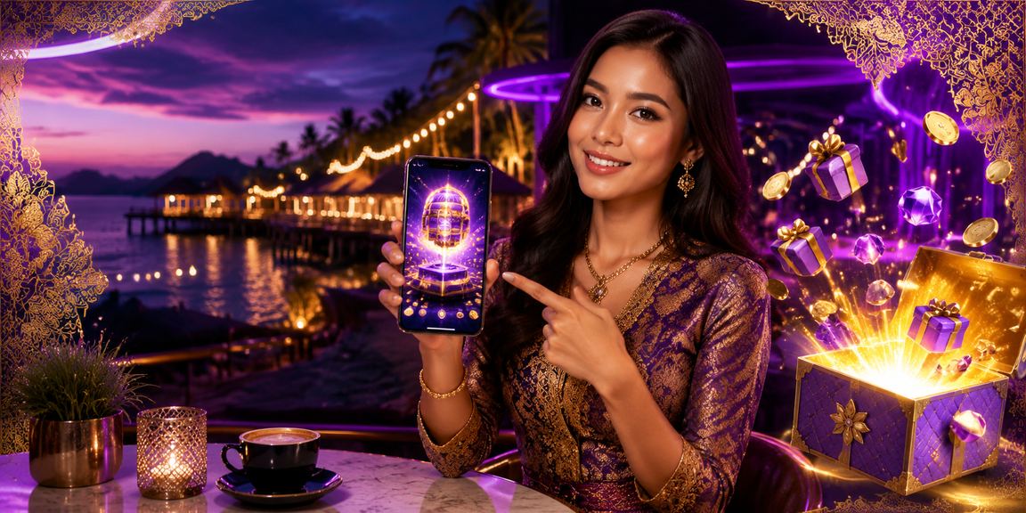 Pengguna di Langkawi berpakaian batik menggunakan telefon pintar untuk akses pertaruhan kriket ninelotto