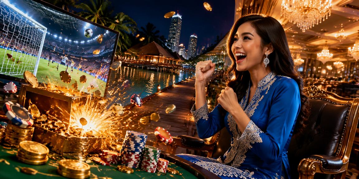 Wanita di Sabah berpakaian baju kurung membuat deposit ninelotto untuk pertaruhan kriket